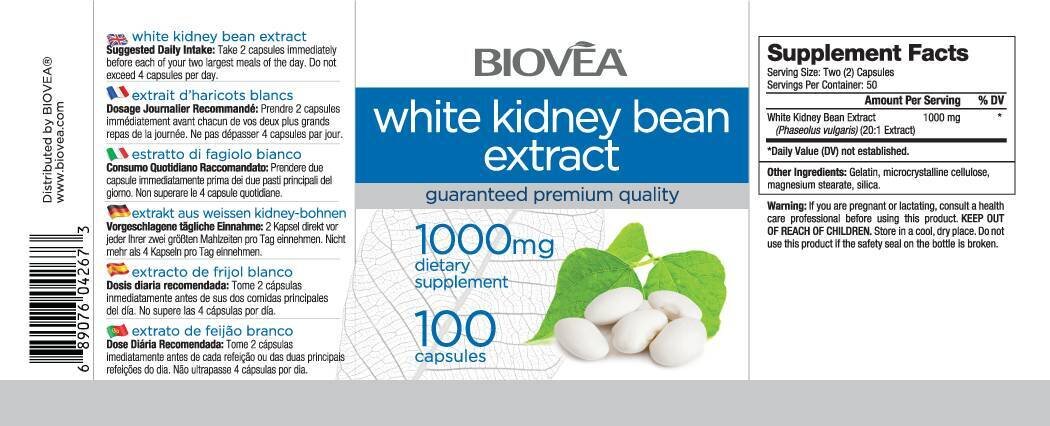 White Kidney Bean Extract 1000 mg / 100 Caps - Nutra Best Europe