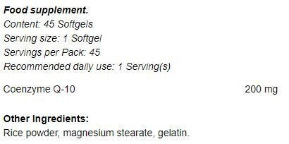 CoQ-10 200mg Heart Health 45 Softgels - Nutra Best Europe