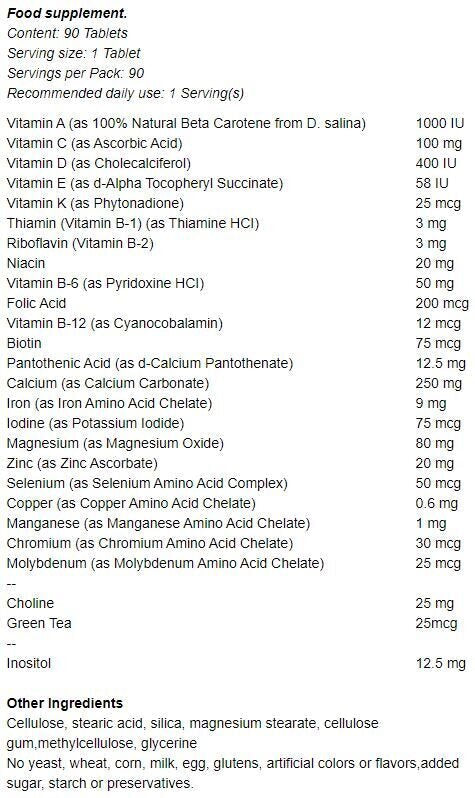 Multiple for Women 90 Tabs - Nutra Best Europe