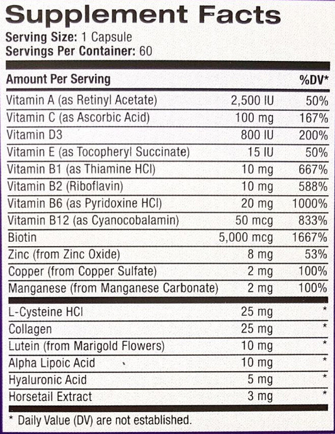 Skin Hair Nails 60 Caps. - Nutra Best Europe