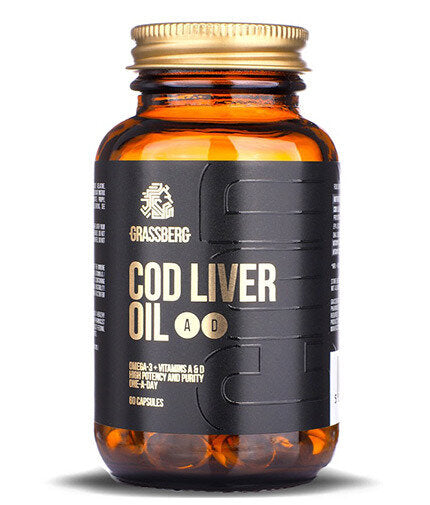 GRASSBERG Cod Liver Oil + A+D 60 Softgels - Nutra Best Europe