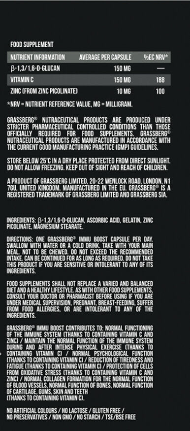 GRASSBERG Immu Boost - Beta Glucans 60 Caps - Nutra Best Europe