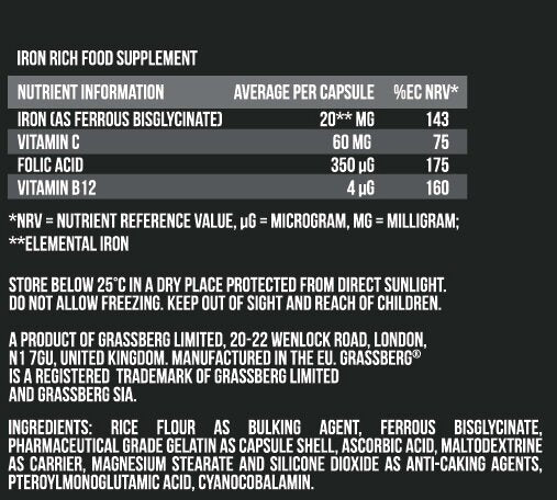 GRASSBERG Iron Complex 60 Caps - Nutra Best Europe