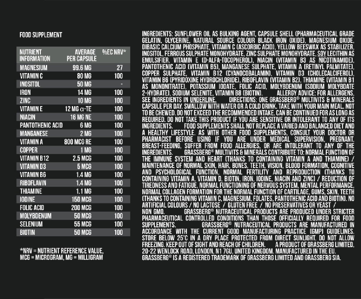 GRASSBERG Multivits & Minerals (60 capsules) - Nutra Best Europe
