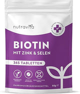 Biotin + Szelén + Cink tabletták bőrre, hajra és körömre – 365 vegán tabletta 1 évre <tc>Nutravita</tc>