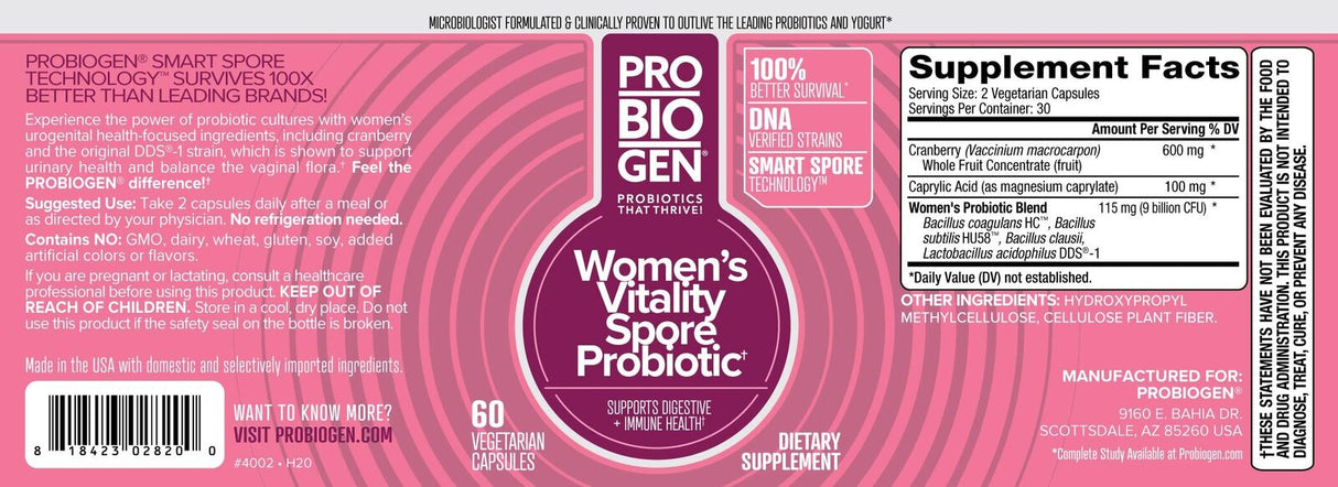 Probiogen Women's Vitality Probiotic - Probiotic for Women - 60 capsules - Nutra Best Europe