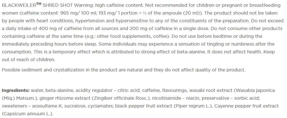 Blackweiler Shred Shots 20x60ml - 0 - Nutra Best Europe