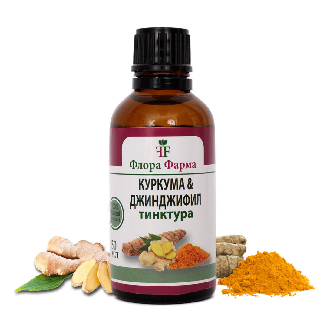 Kurkuma 375 mg és gyömbér 375 mg - tinktúra 50 ml FLORA FARMS