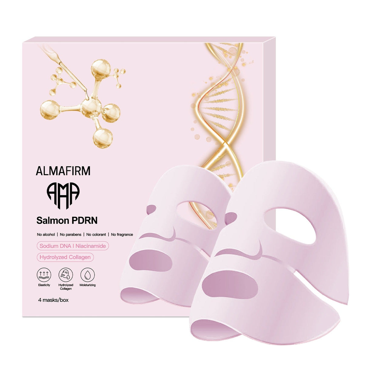 Koreai arcmaszk lazac DNS-sel, peptidekkel, kollagénnel, panthenollal és niacinamiddal - 4 darab dobozban