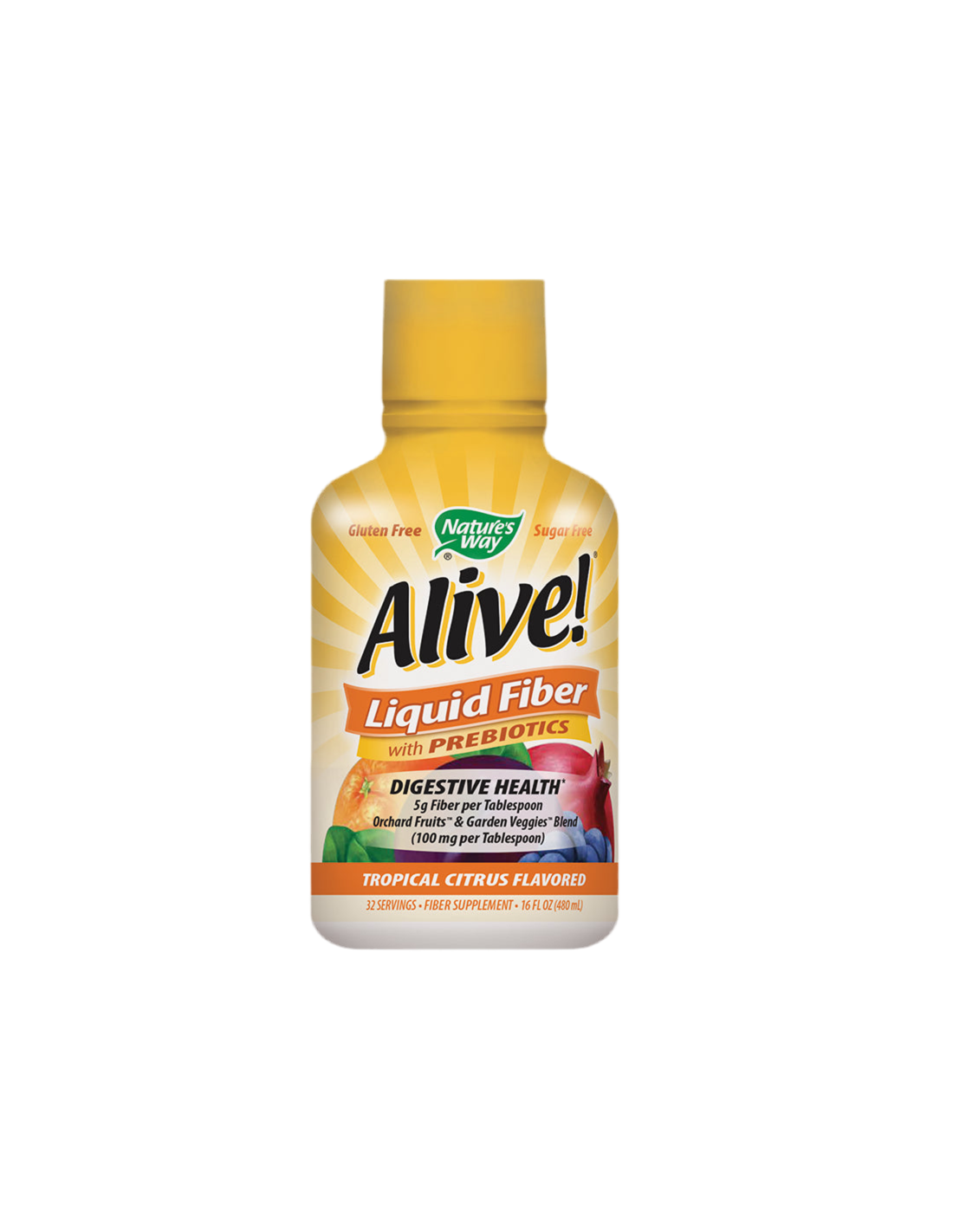 Liquid fiber with prebiotics Alive - Alive! Liquid Fiber With Prebiotics, 480 ml, 32 doses (citrus flavor) - Nutra Best Europe