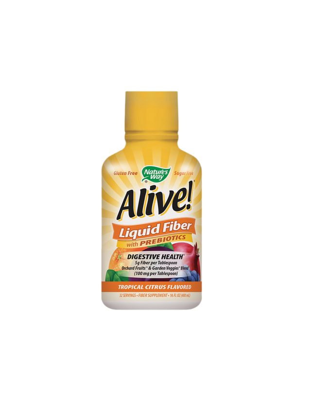 Liquid fiber with prebiotics Alive - Alive! Liquid Fiber With Prebiotics, 480 ml, 32 doses (citrus flavor) - Nutra Best Europe