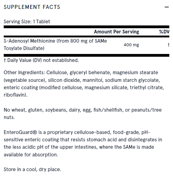 SAM-e 400 mg - 30 Tablets - Nutra Best Europe