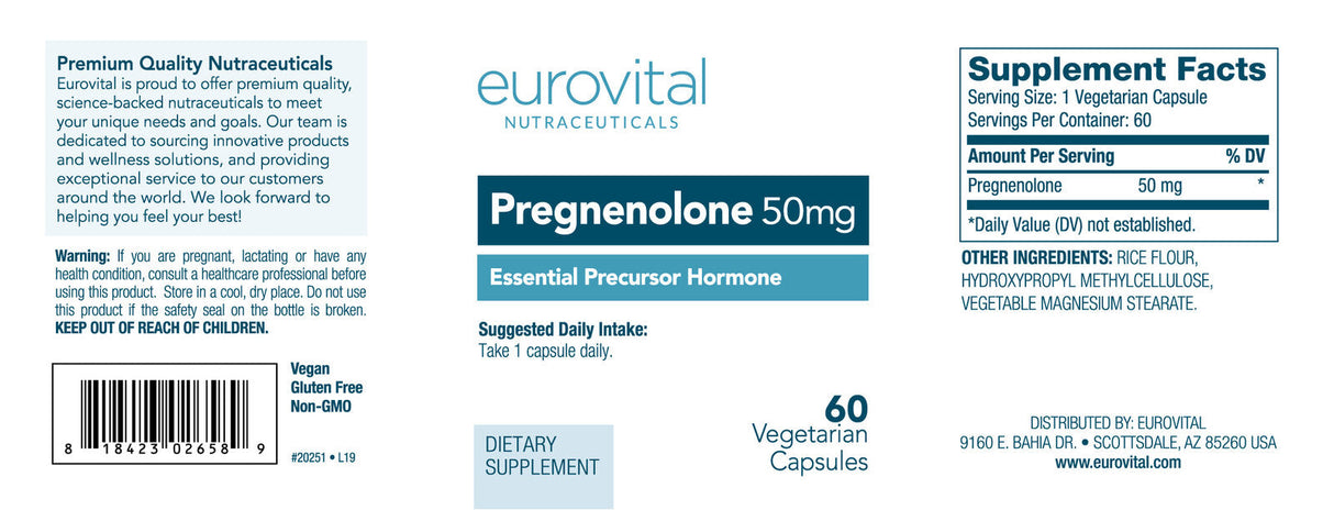 Eurovital Pregnenolone - Pregnenolone 60 Vcaps - Nutra Best Europe