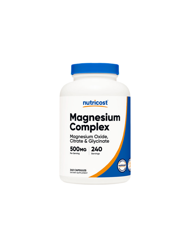 Nerve and muscle function - Magnesium Complex, 500 mg x 240 capsules Nutricost - Nutra Best Europe
