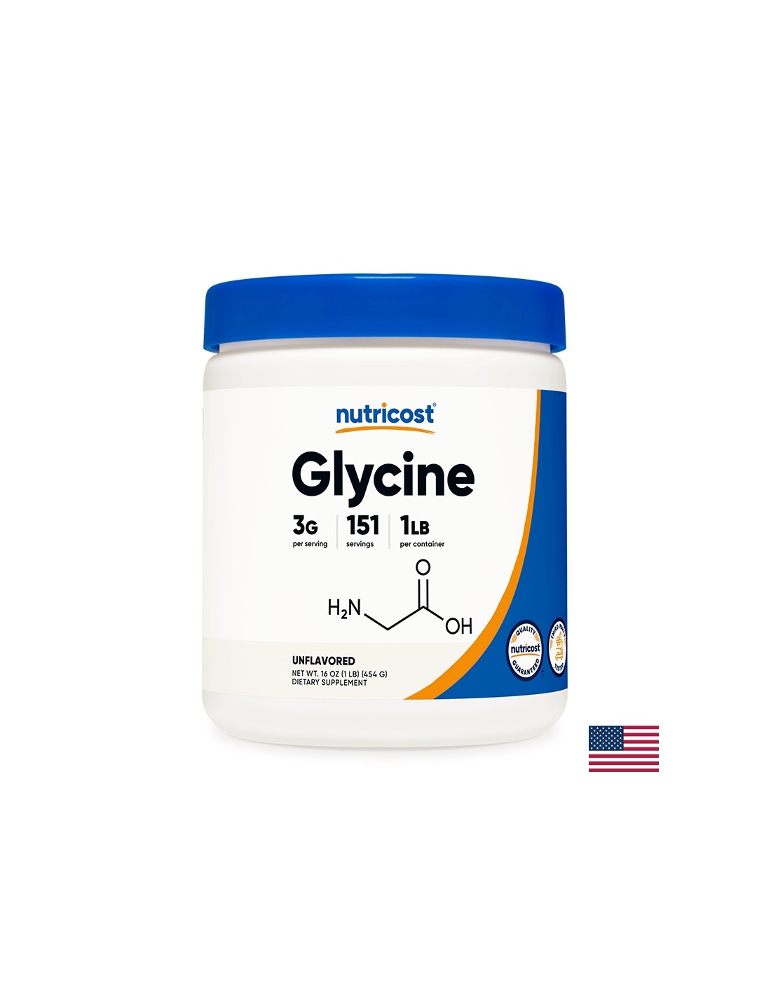 Idegrendszer és izomműködés - Glicin, 454 g <tc>Nutricost</tc> Por
