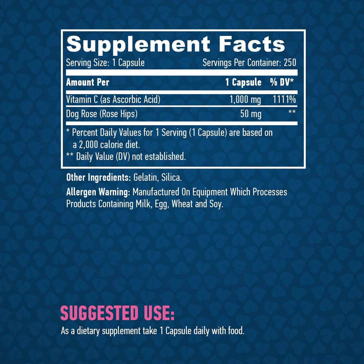 High Potency Vitamin C 1,000mg with Rose Hips 250 Caps. - Nutra Best Europe