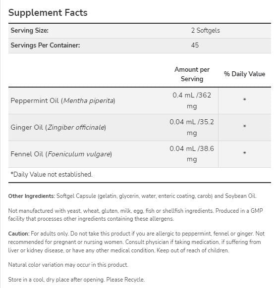 Peppermint Gels - 90 Gel capsules - Nutra Best Europe