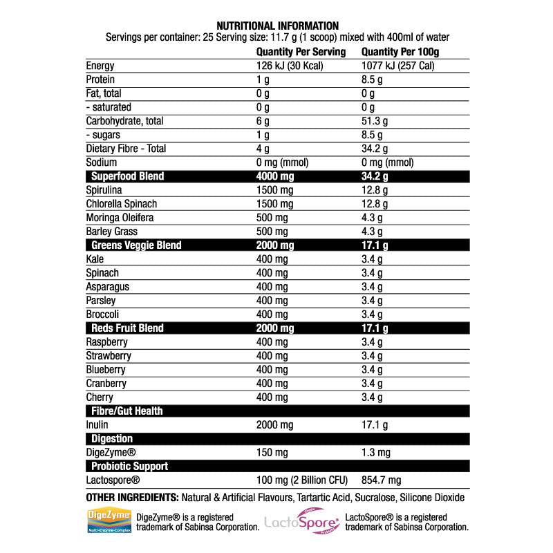 Serious Greens | Greens and Reds Formula - 292.5 grams - Nutra Best Europe