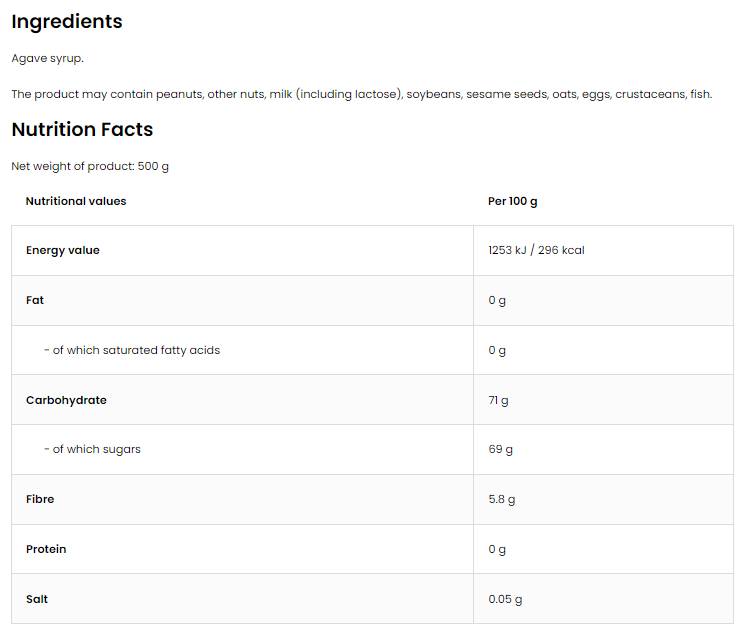 Agave Syrup | Dark 500 ml - Nutra Best Europe