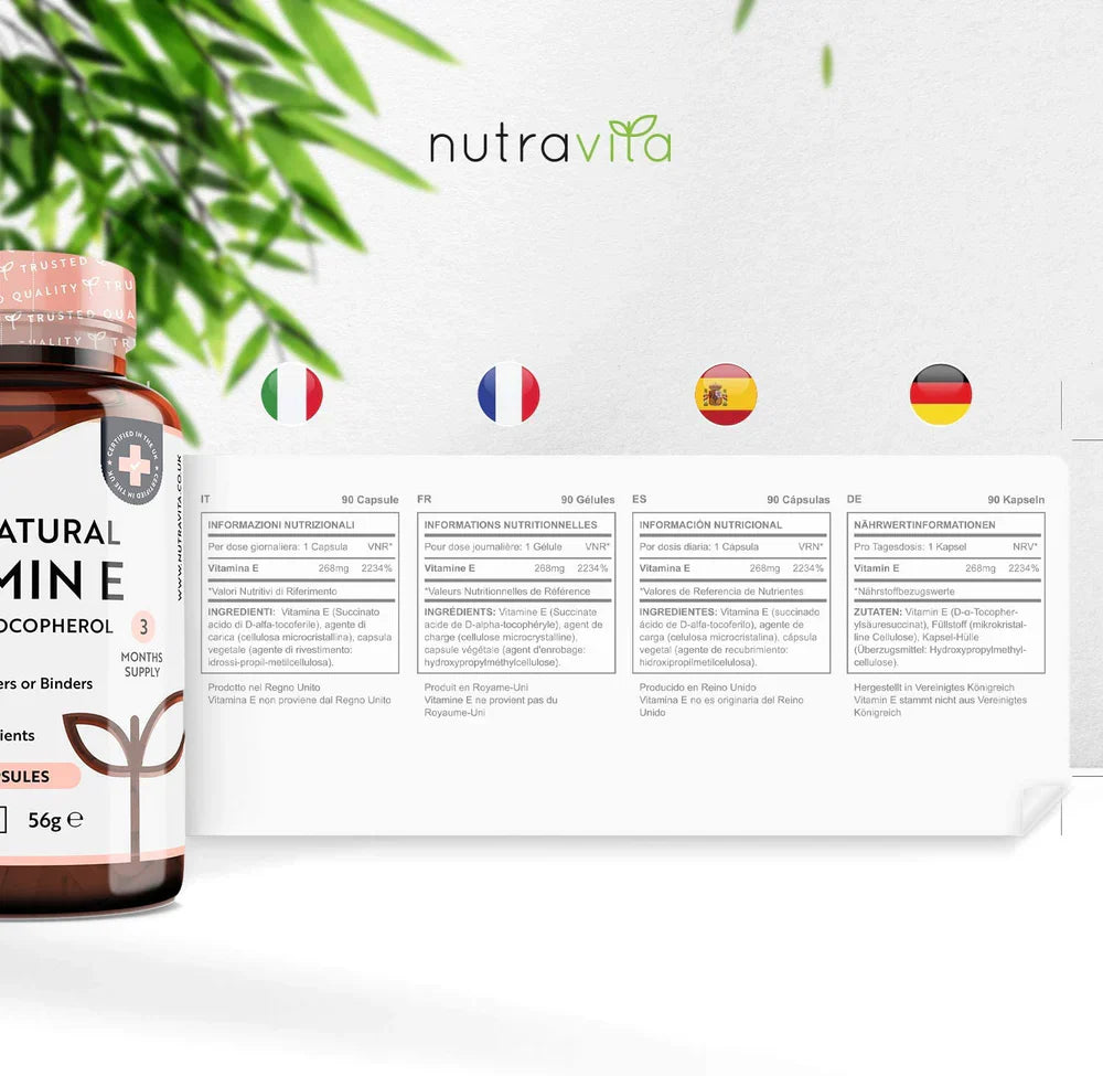 Natural Vitamin E 400IU 90 Vcaps - Nutra Best Europe