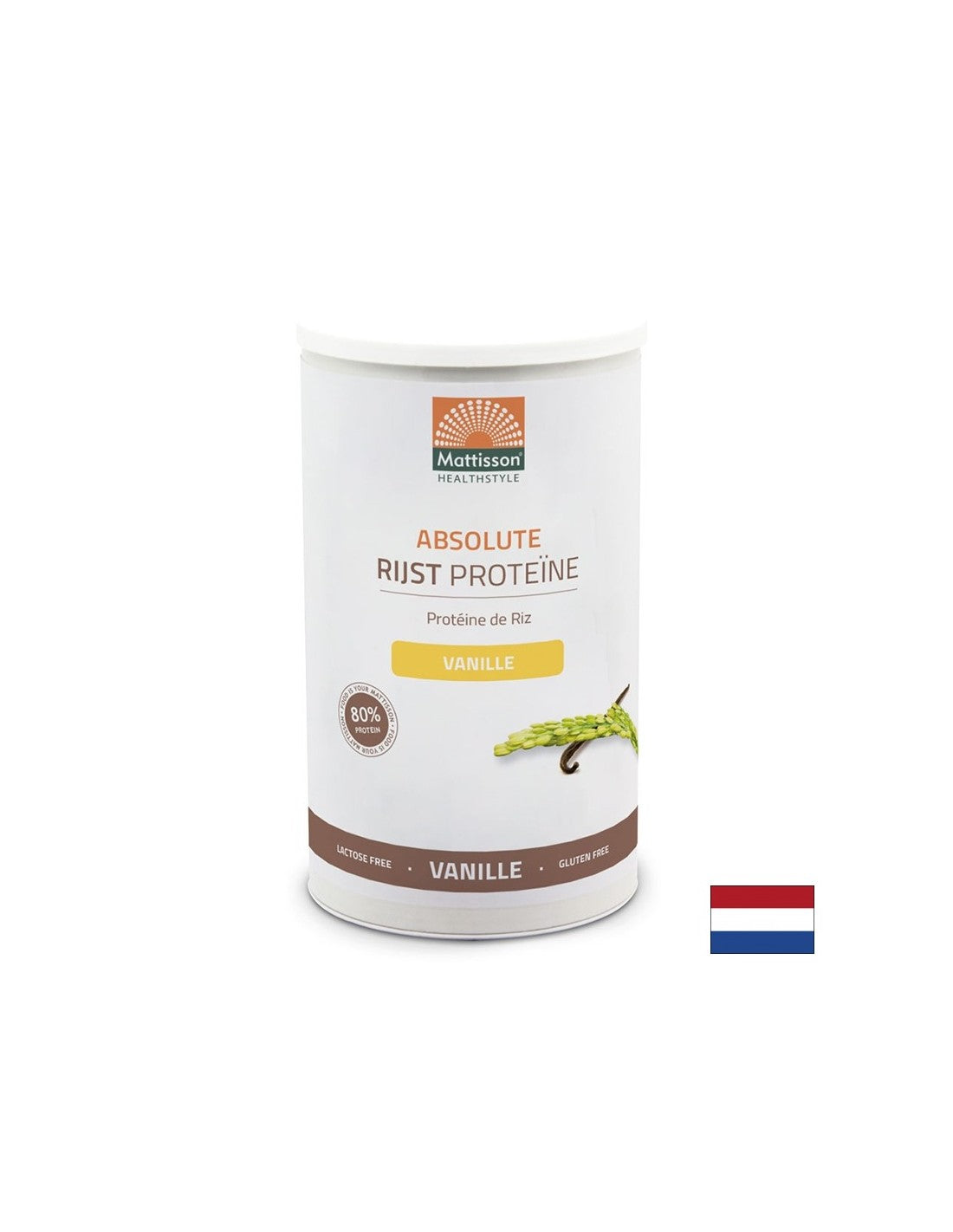 Rizsfehérje por - vanília ízű, 500 g <tc>Mattisson Healthstyle</tc>