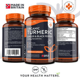 Organic Turmeric 1340mg with Black Pepper & Ginger /180 capsules, 90 doses/ Nutravita - Nutra Best Europe