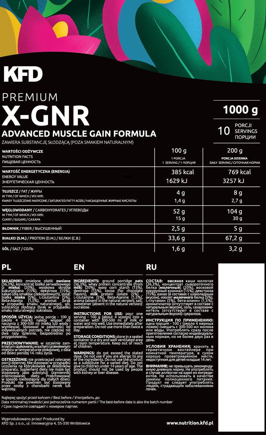 Premium X-Gainer - 1.00 KG - Nutra Best Europe