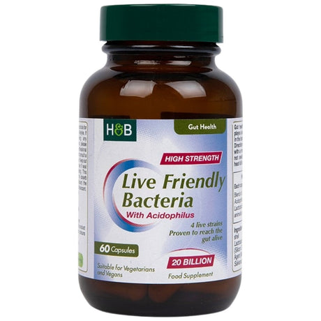 Live Friendly Bacteria with Acidophilus | High Strength 20 Billion - 60 capsules - Nutra Best Europe