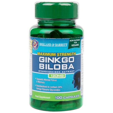 Maximum Strength Ginkgo Biloba 120 mg - 100 capsules - Nutra Best Europe