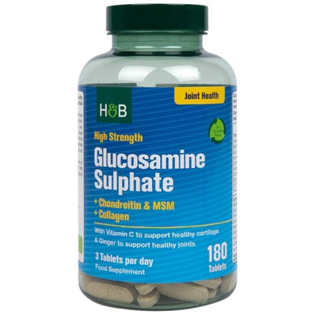 High Strength Glucosamine Sulphate | With Chondroitin, MSM and Collagen - 180 Tablets - Nutra Best Europe