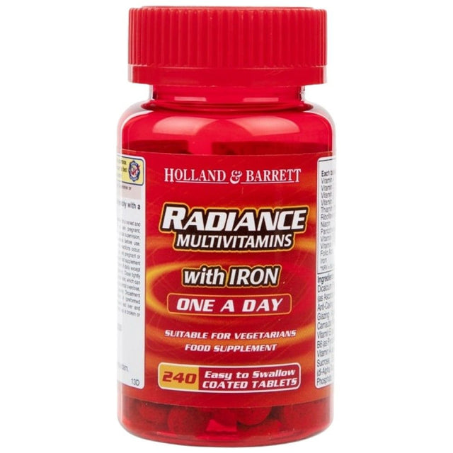 Radiance Multivitamins & Iron | One a Day - 240 Tablets - Nutra Best Europe