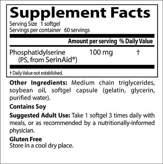 Phosphatidylserine 100 mg | With SerinAid - 120 capsules - Nutra Best Europe