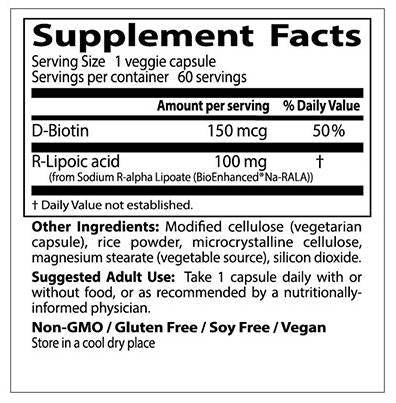 BEST R-Lipoic Acid / Stabilized NA-R-ALA 100 mg - 180 capsules - Nutra Best Europe