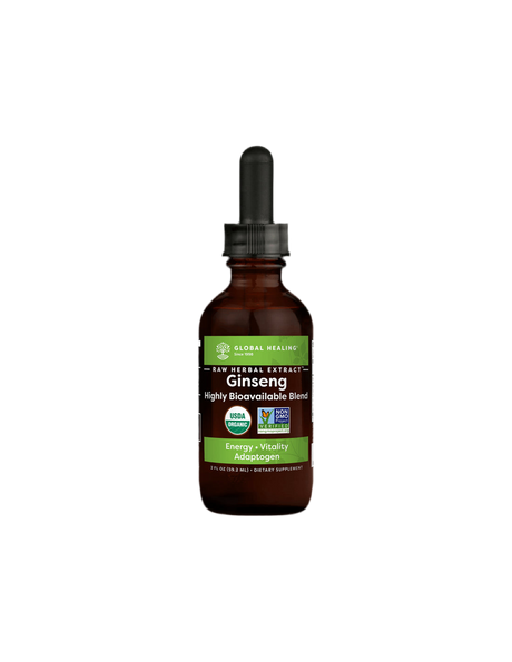 Energizing Herbal Blend Against Stress and Fatigue - With Korean and Siberian Ginseng, Ashwagandha and Maca, 59.2 ml Global Healing - Nutra Best Europe