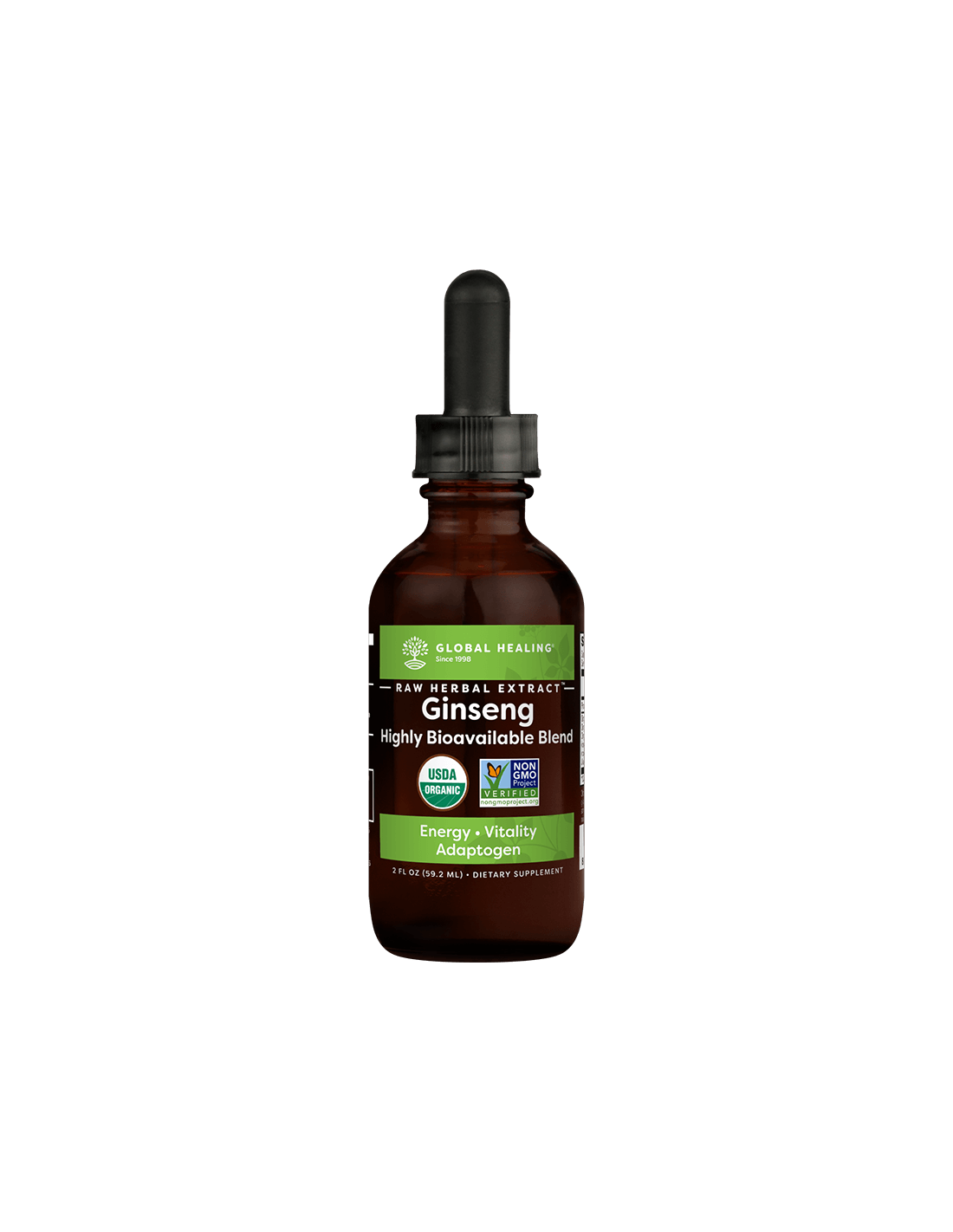 Energetizáló gyógynövénykeverék a stressz és a fáradtság ellen - koreai és szibériai ginzenggel, ashwagandhával és maccával, 59,2 ml Global Healing