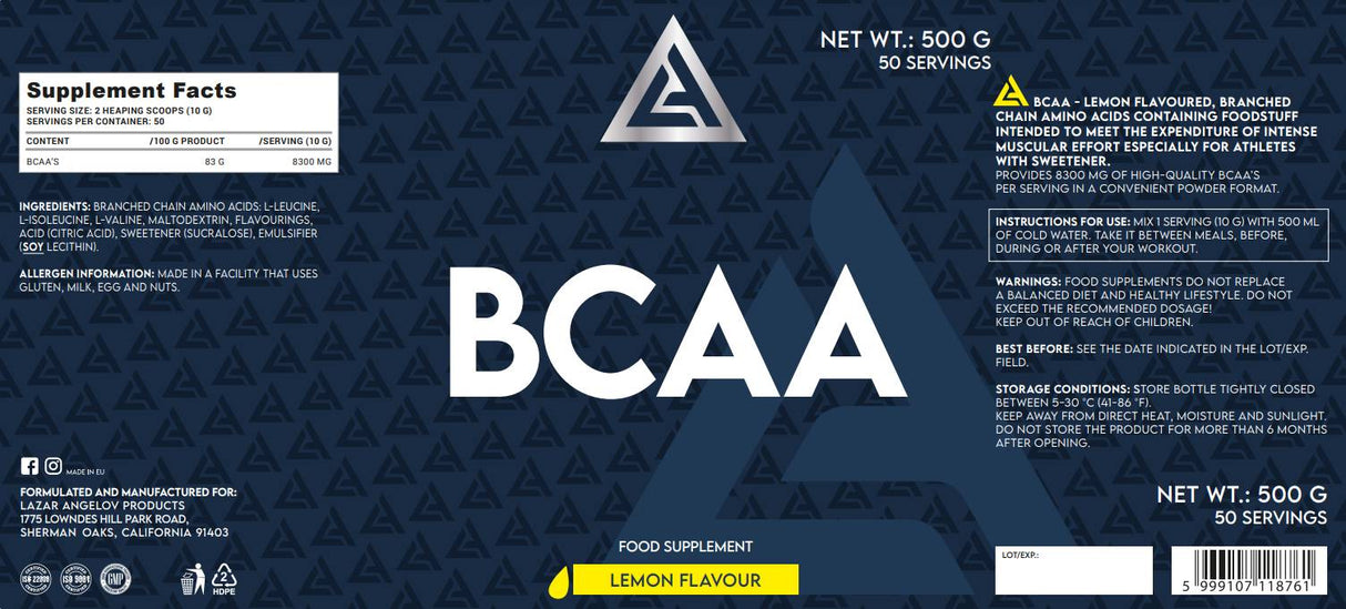 LA BCAA Powder - 500 grams - Nutra Best Europe