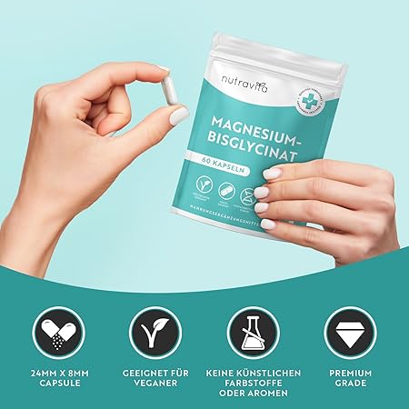 Magnézium-biszglicinát 60 kapszula 320 mg Vegán <tc>Nutravita</tc>