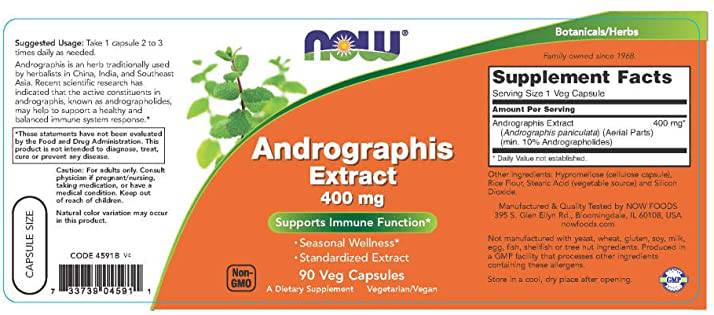 Andrographis Paniculata Extract 400 mg - 90 capsules - Nutra Best Europe