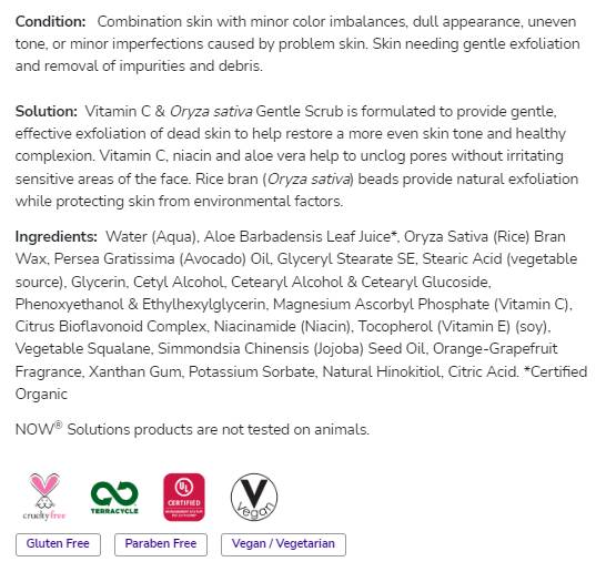 Vitamin C & Oryza Sativa Gentle Scrub | Paraben Free - 118 ml - Nutra Best Europe