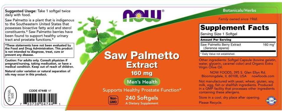 Saw Palmetto Extract 160 mg - 60 Gel capsules - Nutra Best Europe