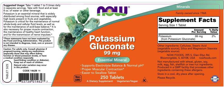 Potassium Gluconate - 250 Tablets - Nutra Best Europe
