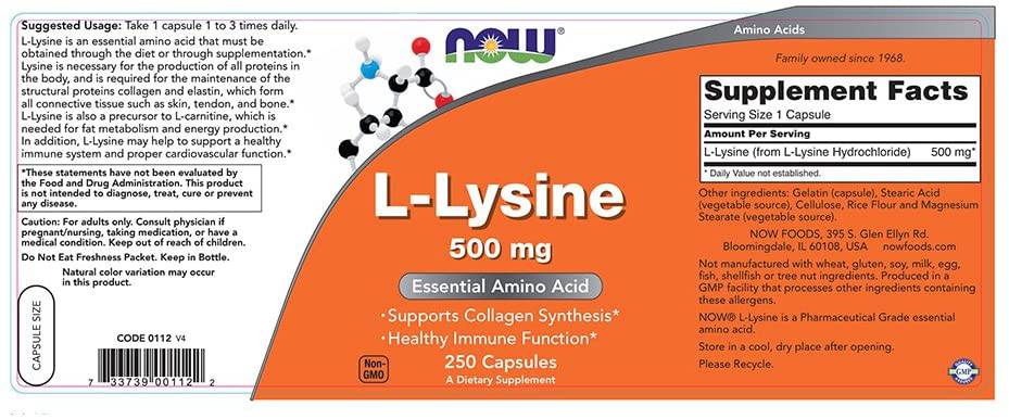 L-Lysine 500 mg - 100 capsules - Nutra Best Europe