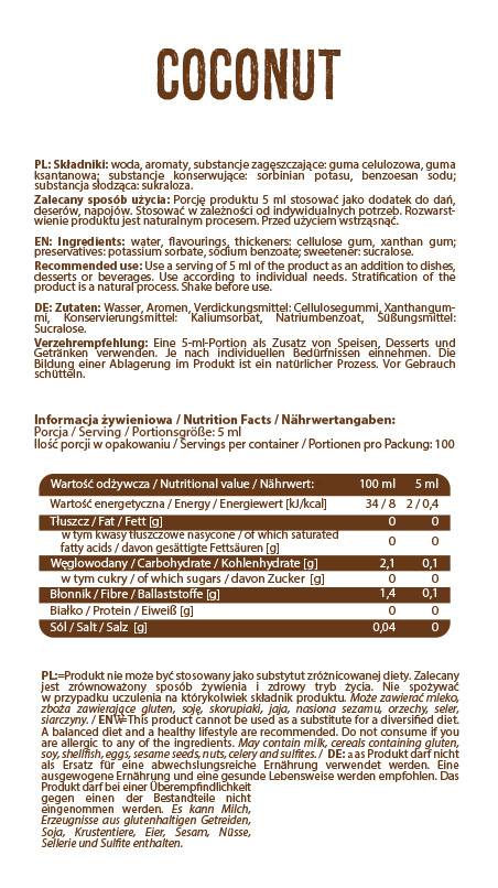 Syrup Zero Calorie | Coconut - 500 ml - Nutra Best Europe