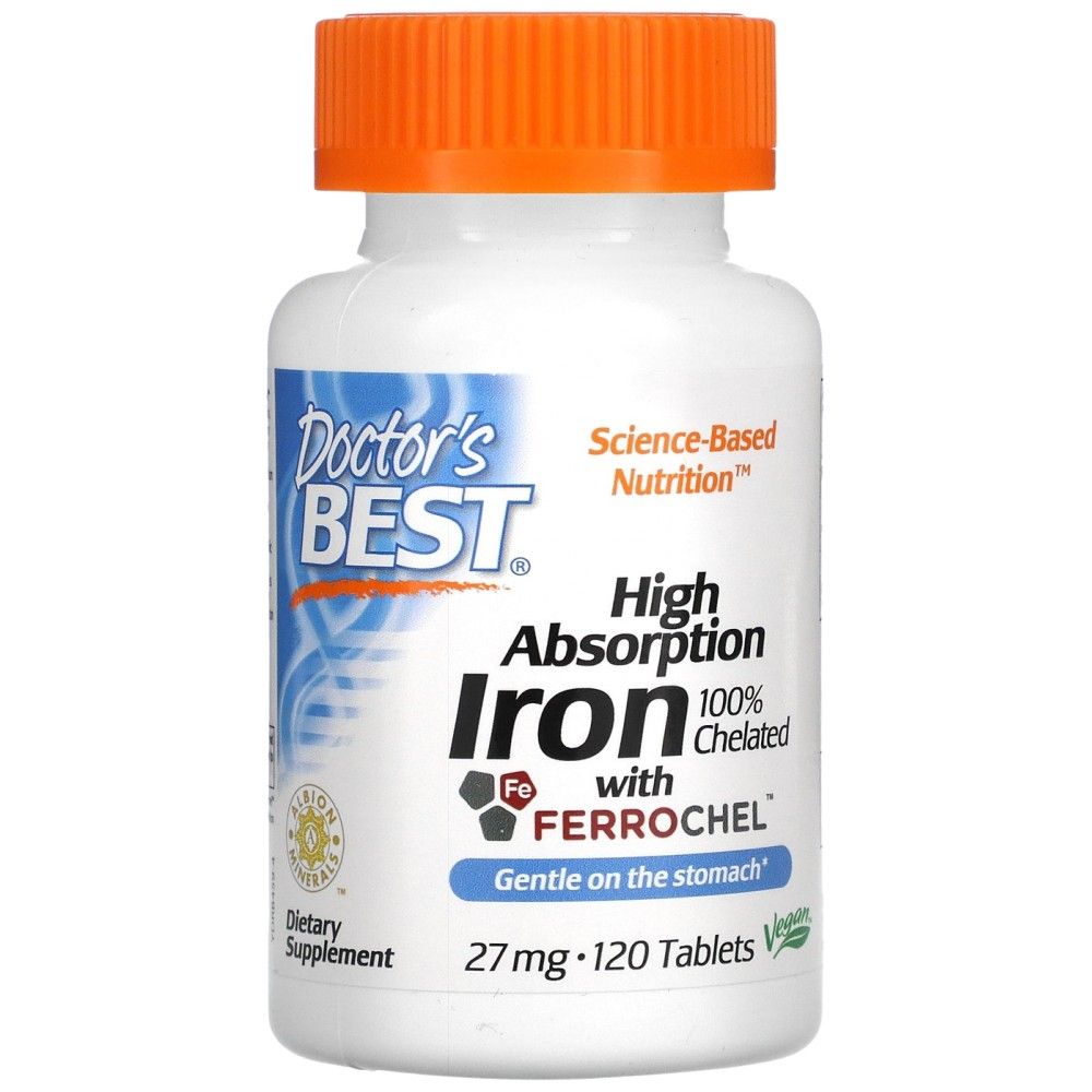 BEST High Absorption 100% Chelated Iron - 120 Tablets - Nutra Best Europe