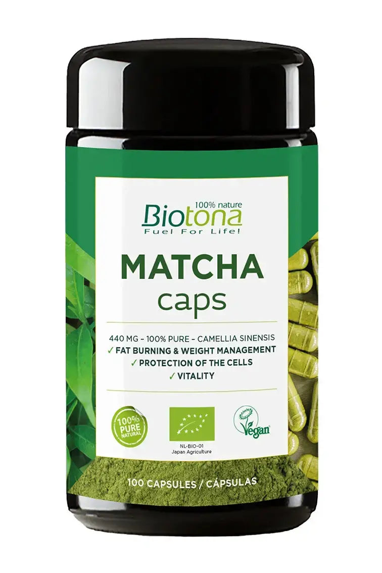 Organic tea Matcha 440 mg /100 capsules, 50 doses/ Biotona - Nutra Best Europe