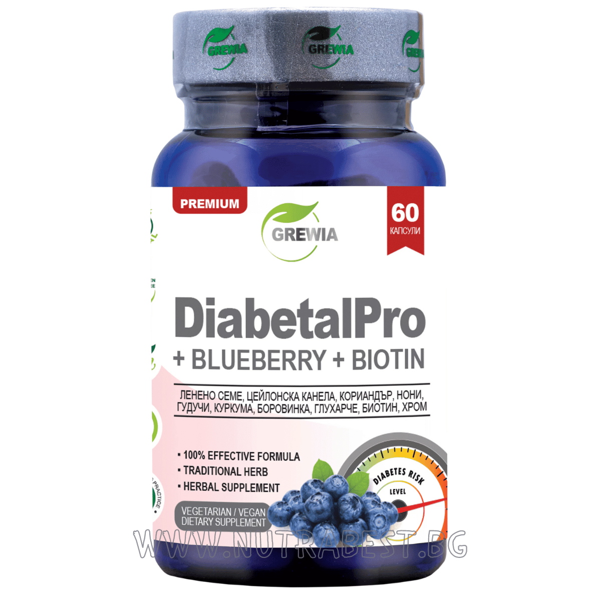 DIABETALPRO + CRANBERRY + BIOTIN /60 CAPSULES, 30 DOSES/ GREWIA - Nutra Best Europe