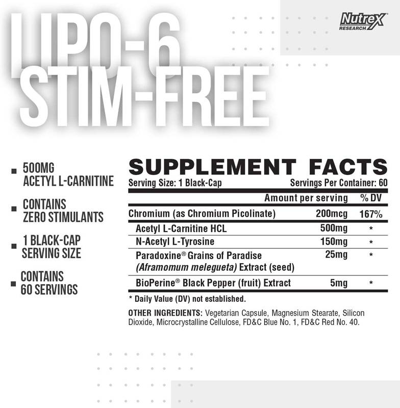 Lipo 6 Black Ultra Concentrate / Stim-Free - 60 capsules - Nutra Best Europe