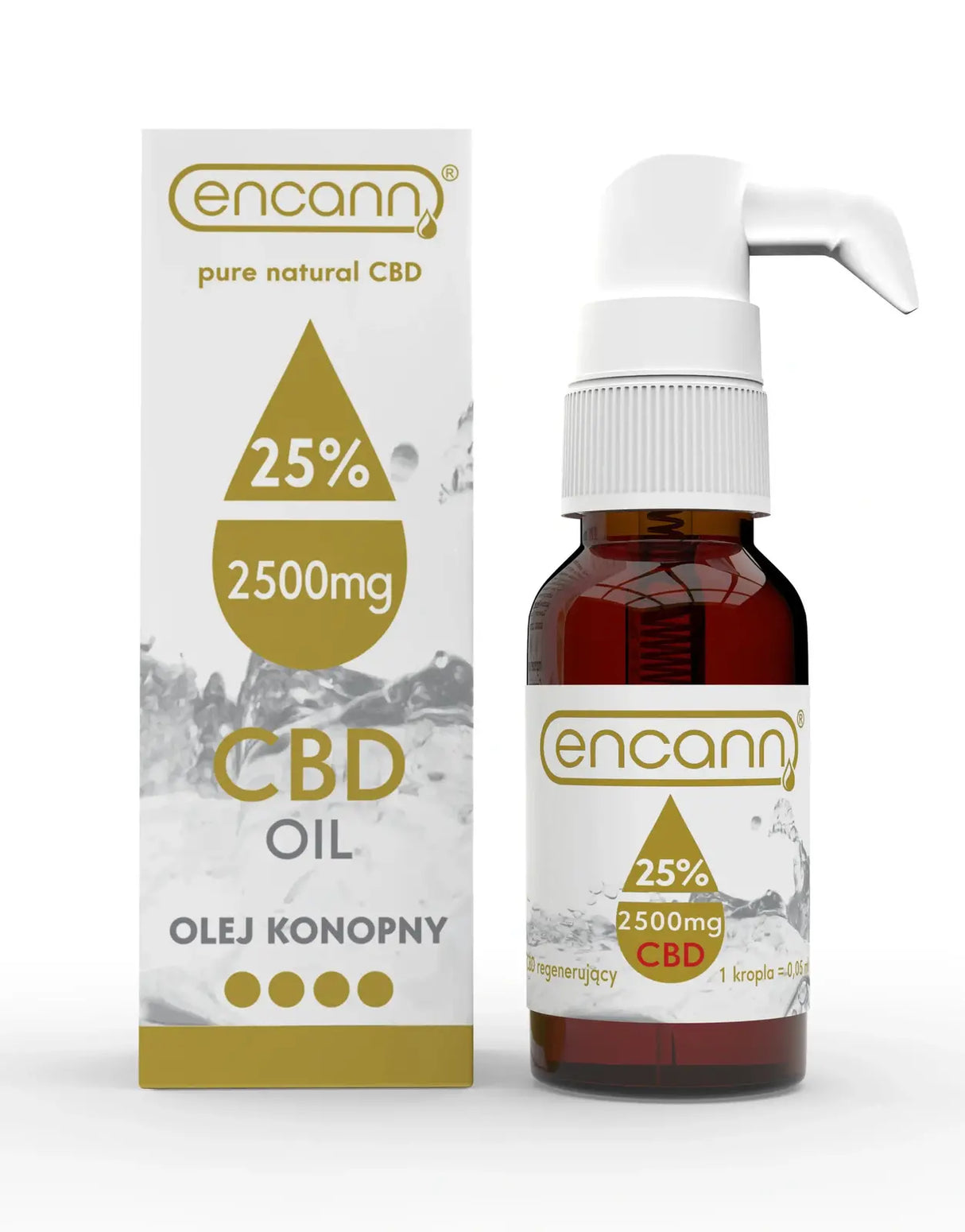 Регенериращо масло CBD 25%  2500 мг 10 мл опаковка Encann - Nutra Best Europe