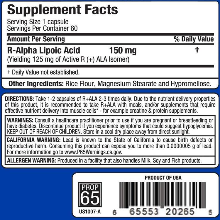 R-ALA 150 mg - 60 capsules - Nutra Best Europe