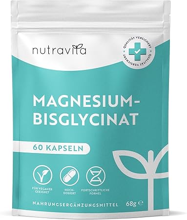 Magnesium Bisglycinate 60 capsules 320 mg Vegan Nutravita - Nutra Best Europe